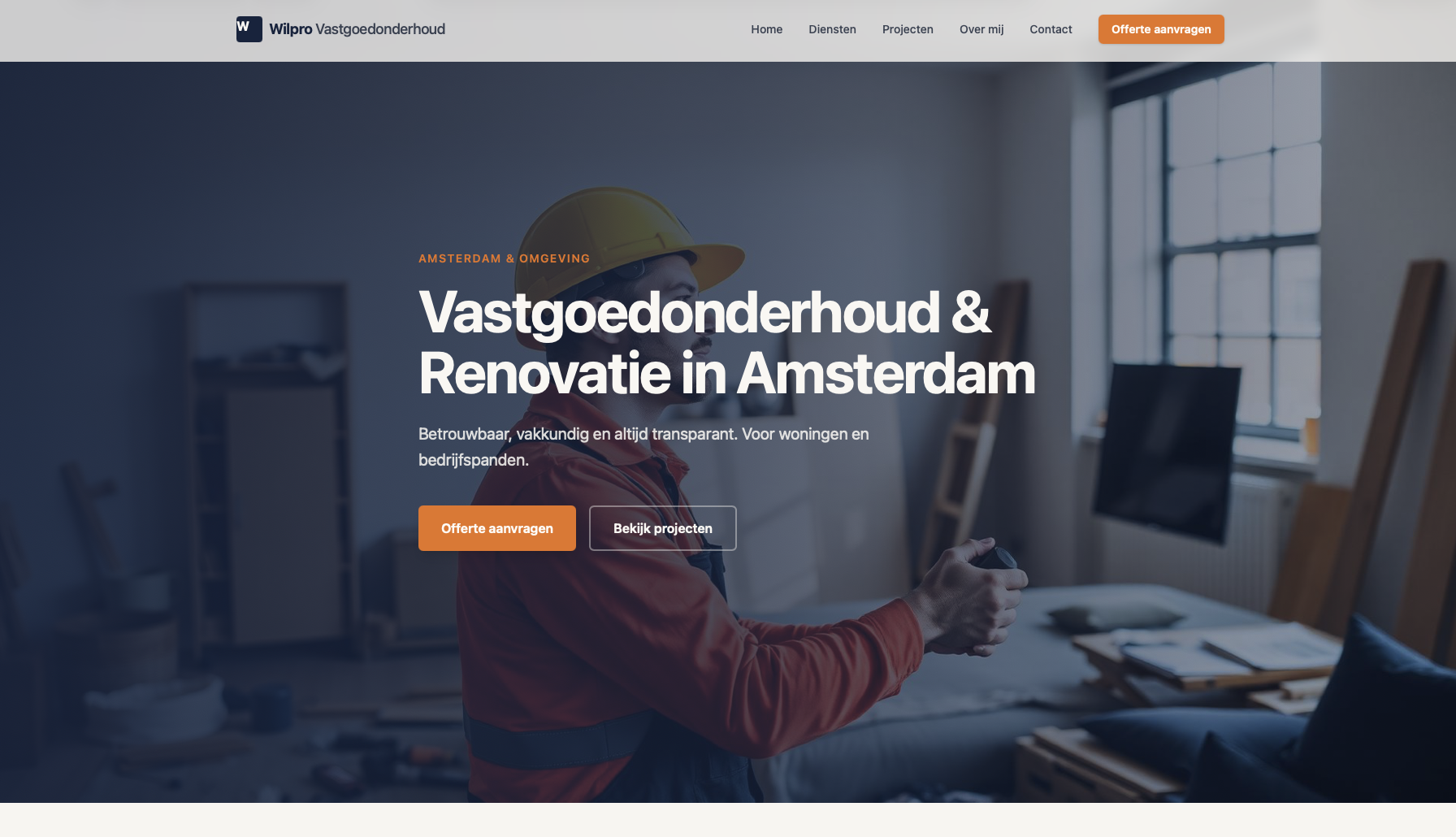 Website van Wilpro Vastgoedonderhoud